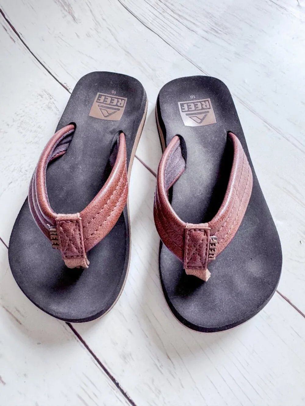 Reef Toddler Boys Size 10 Brown & Black Flip-Flop Sandals